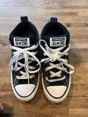 Converse Kids Black Canvas Low-Top Sneakers with White Laces